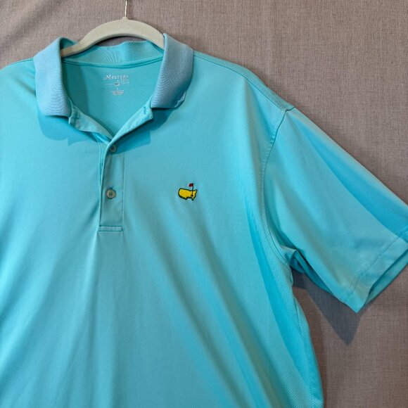 Masters Tech Aqua Blue Golf Polo Shirt Men’s Large Augusta National Logo - Picture 9 of 9